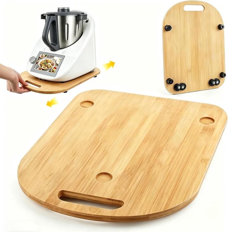 Veelzijdige Houten Glijplanken 28 x 36 x 1cm Geluidsreductie en Snelle Beweging voor Keukenapparaten zoals Thermomix Ideaal voor Koken en Bereiden van Maaltijden - Foto 1