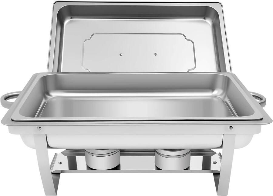 Velori Buffetwarmer RVS Voedselwarmer Buffetset 9L Catering Warmhoudbak Rechthoekige Bain Marie 62 x 34 x 31 cm