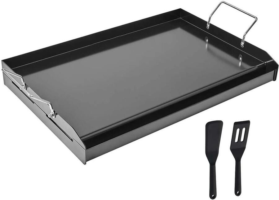 Velori Grillplaat RVS Universele BBQ Grillplaat Bakplaat voor Gasbarbecue Platte Plancha Grillplaat 61 × 40 5 cm Hittebestendig tot 260°C