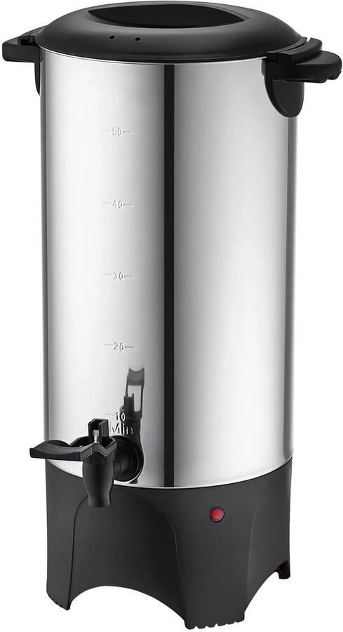 Velori Koffiedispenser 50 Kopjes RVS 1000W Koffiezetapparaat Groot Kantoor Koffiemachine Horeca Warmhoudfunctie 90-98°C Hotel Vergadering Evenement