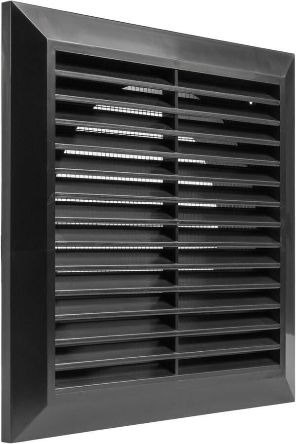 Ventilatieafdekking Buiten Afzuigkap Rooster Luchtstroom Verbeteren Geïntegreerd Netscherm 200 x 200 mm Zwart
