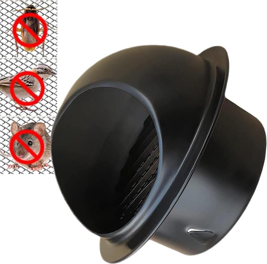 Ventilatiedeksel Afzuigkap rooster Luchtstroom reguleren Weerbestendig gaas 110 mm Zwart