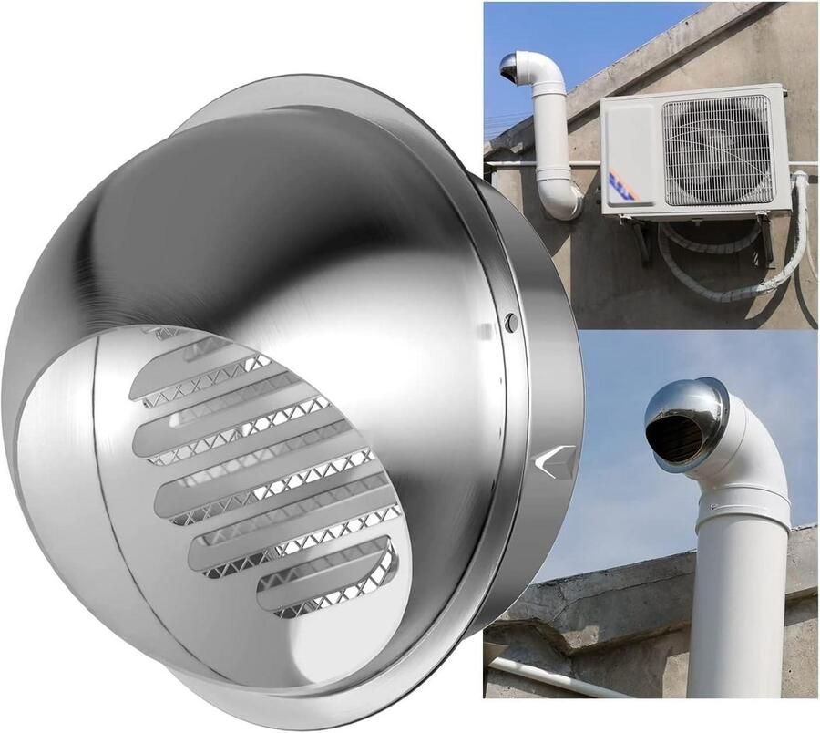 Ventilatiedeksel Muurrooster Afzuigkap Uitlaat Frisse Lucht Met Ingebouwd Gaas 150mm Diameter Zilver
