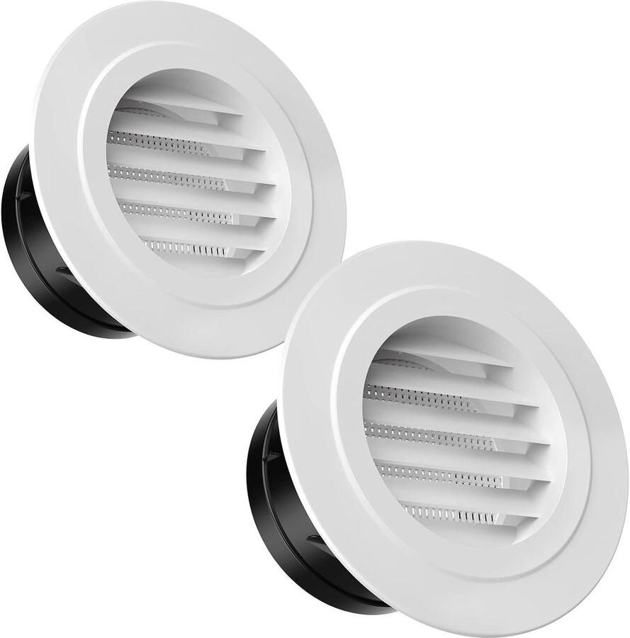 Ventilatiegrille Rond Afzuigkap Rooster Luchtcirculatie Verbeteren Geïntegreerd Vliegengaas 150 mm Wit