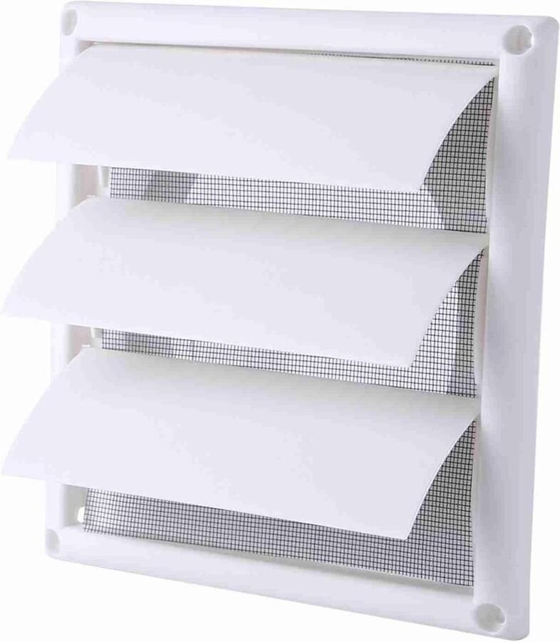 Ventilatiegrille Wit Afzuigkap rooster Luchtcirculatie Verbeteren Vliegenhor Geïntegreerd 20 x 20 cm Wit