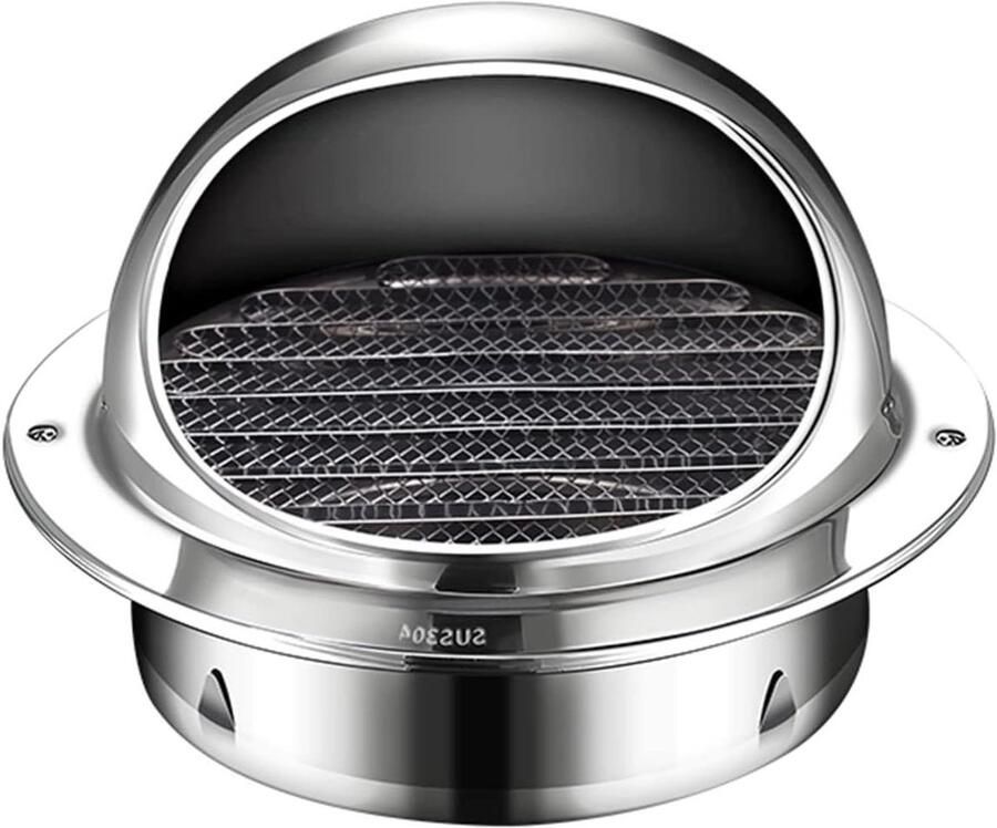 Ventilatiekap Afzuigkap Rooster Luchtstroom Reguleren 304 RVS Materiaal Grote Diameter Zilverkleurig