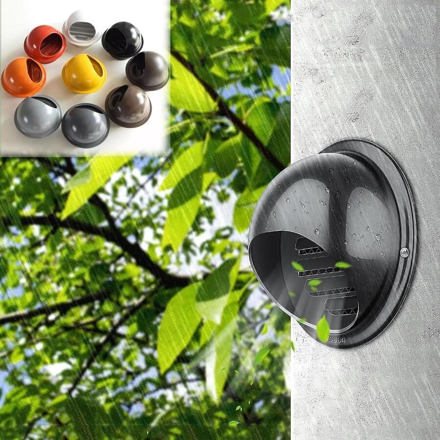 Ventilatiekap Muur Afzuigkap Buiten Ventilatiekanaal Afdekken Roestvrij Staal Regenbestendig Tot 300 mm Geel