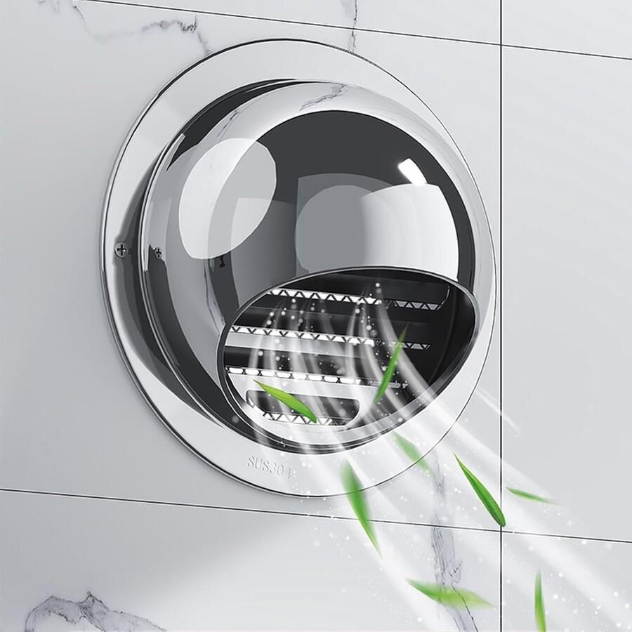 Ventilatiekap Rond Muurrooster Afzuigkap Buiten Ventileren Roestvrij Staal 304 Ø 80mm Zilver