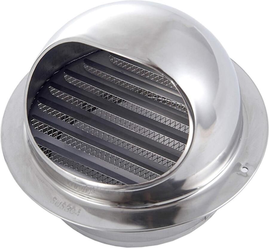 Ventilatiekap RVS Afzuigkap Muur Luchtstroom Reguleren Met Insectennet 100MM Zilver