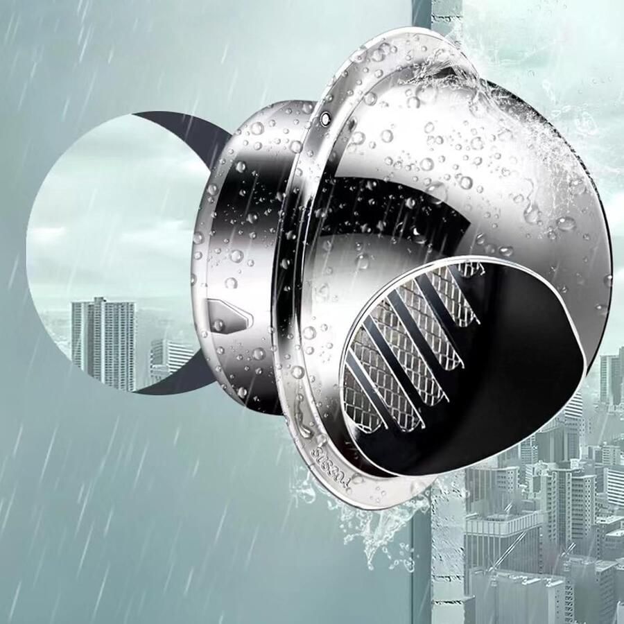 Ventilatiekap RVS Afzuigkap Regenkap Luchtcirculatie Verbeteren Ingewerkt Metalen Rooster 150 mm Zilver