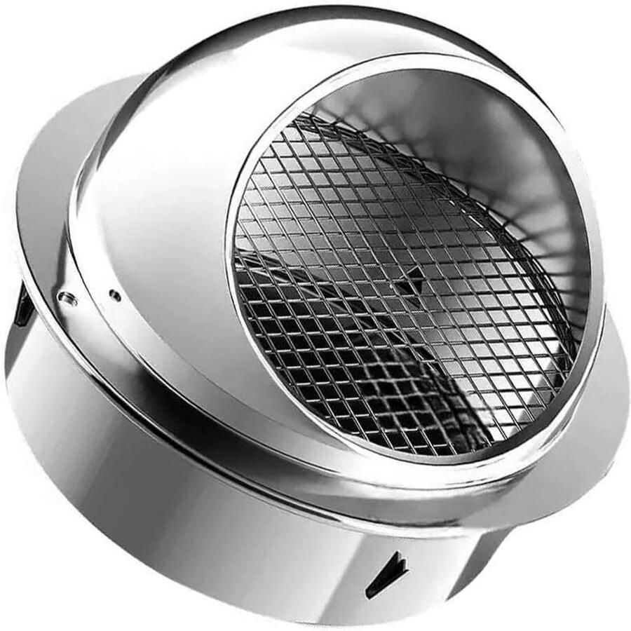 Ventilatiekap RVS Afzuigkap Rooster Afzuiging Ventilatie Regenbestendig Winddicht 180 mm Zilver