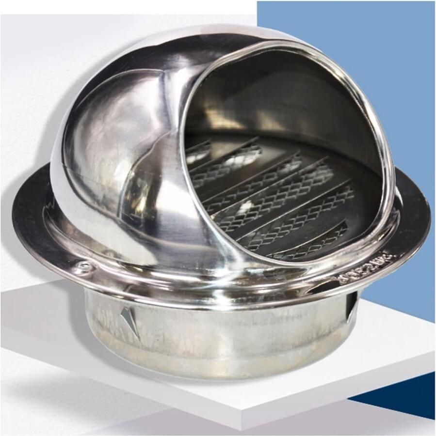 Ventilatiekap RVS Afzuigkap rooster Luchtcirculatie Verbeteren Robuuste 304 Constructie 125mm Diameter Zilverkleurig