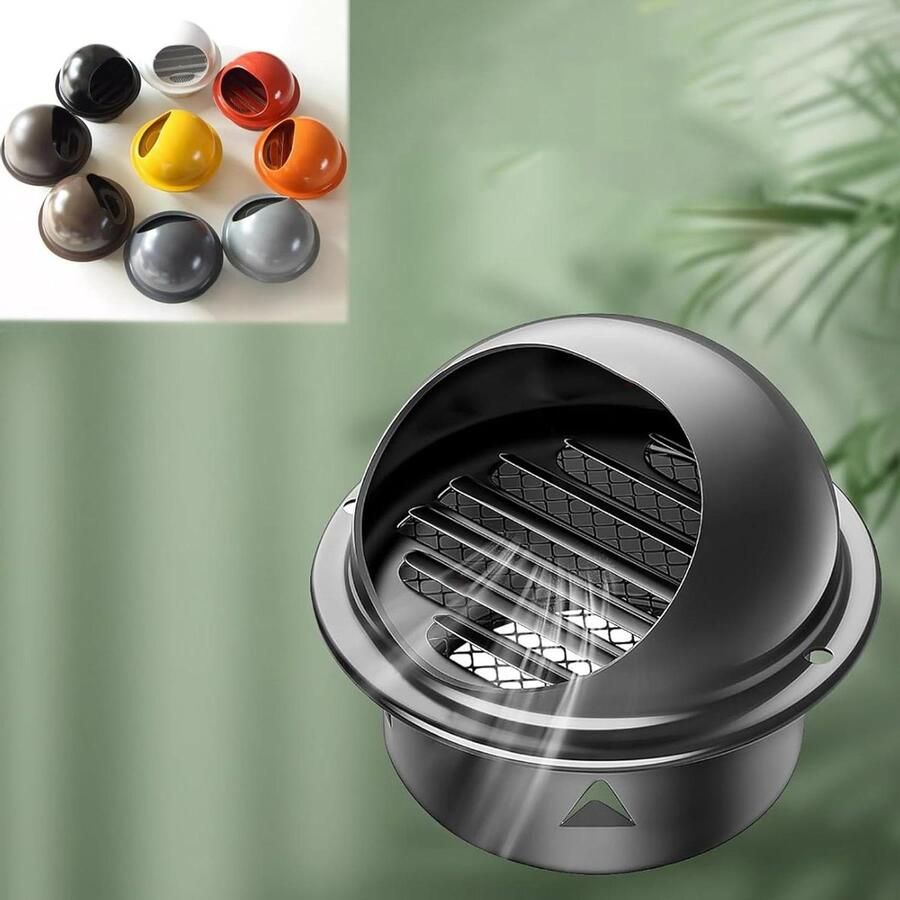 Ventilatiekap RVS Afzuigkap Rooster Luchtstroom Reguleren Ingebouwd Gaas 110 mm Donkergrijs