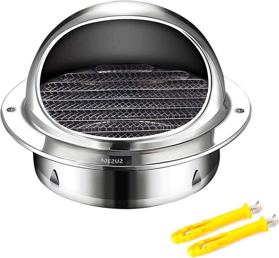 Ventilatiekap RVS Afzuigkap rooster Luchtstroom reguleren Insectenwerend gaas maten Zilver