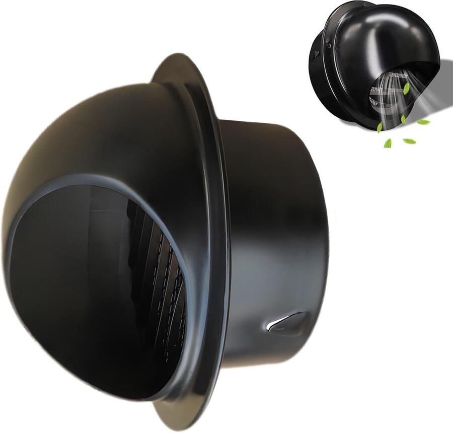 Ventilatiekap RVS Afzuigkap rooster Luchtstroom Reguleren Weerbestendig Gaas 200 mm Zwart