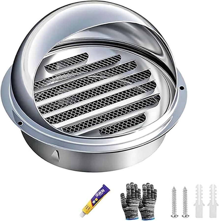 Ventilatiekap Voor Wandafzuiging Ronde Afzuigkap Luchtcirculatie Verbeteren Roestvrij Staal 304 70mm Zilver