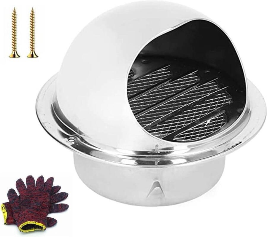 Ventilatiekap Wandrooster Afzuigkap Luchtstroom Verbeteren Verdikt RVS Ontwerp 60 mm Zilverkleurig