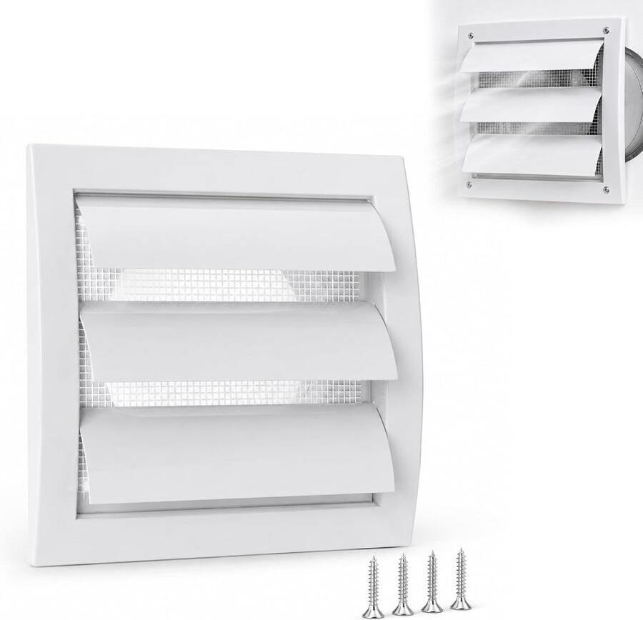 Ventilatierooster Afzuigkap rooster Afvoerlucht regelen Met insectenwerend gaas 100 mm Wit