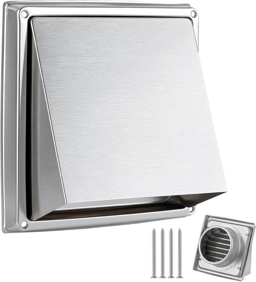Ventilatierooster Afzuigkap rooster Buiten ventileren Roestvrij staal 125 mm Zilver