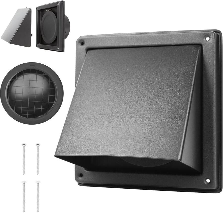 Ventilatierooster RVS Afzuigkap rooster Buitenrooster Ventilatie Buiten Insecten & Vogelbescherming 125 mm Zwart