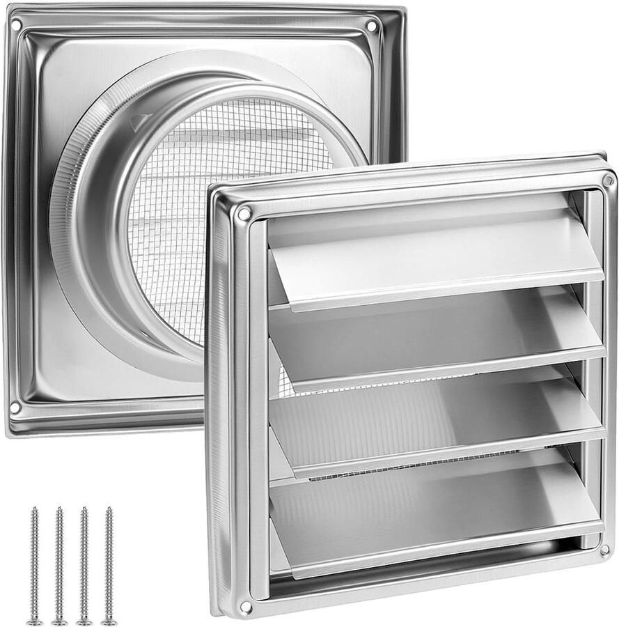 Ventilatierooster Afzuigkap rooster Luchtcirculatie Met insectennet 125mm diameter Zilverkleurig