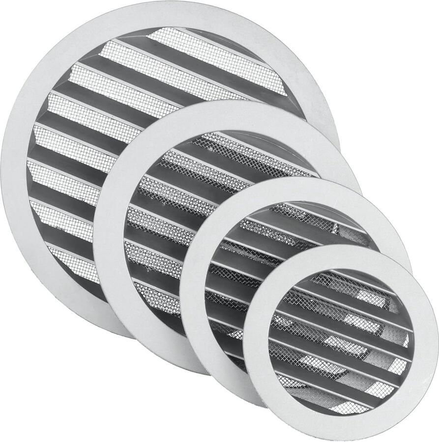 Ventilatierooster Afzuigkap rooster Luchtcirculatie verbeteren Met insectenwering DN100 Aluminiumkleurig