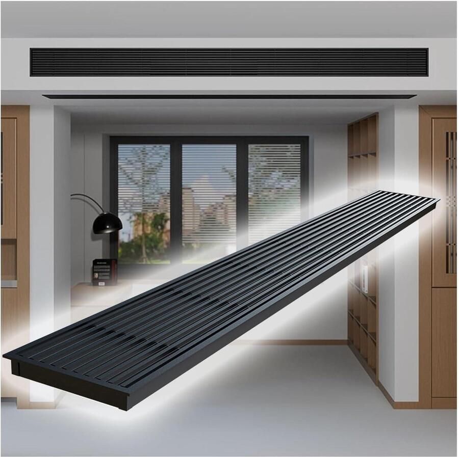 Ventilatierooster Afzuigkap rooster Luchtstroom Verbeteren Verstelbare Bladen 35 cm Diep Zwart