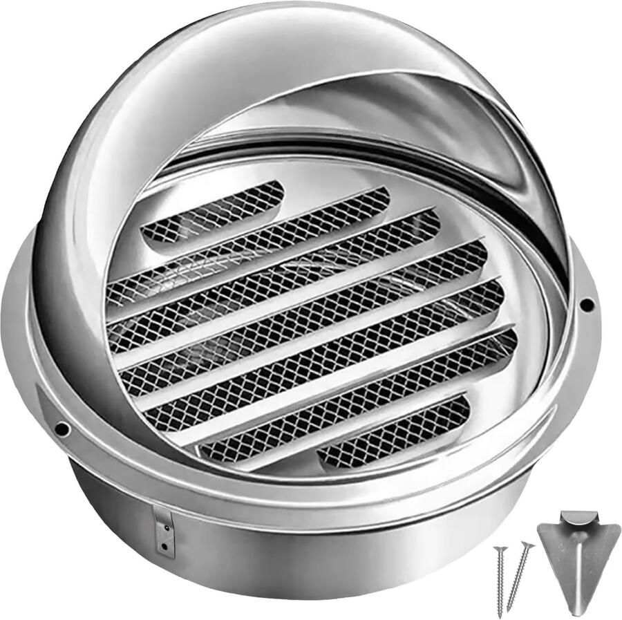 Ventilatierooster Afzuigkap Ventilatie Roestvrij staal 100 mm Zilver