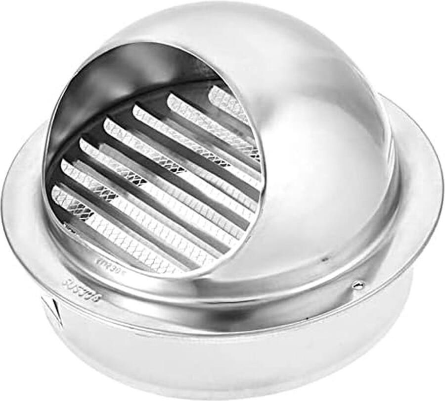 Ventilatierooster Halve Bol Afzuigkap Rooster Ventilatie Binnen Met Vliegengaas 20 cm Diameter Zilverkleurig