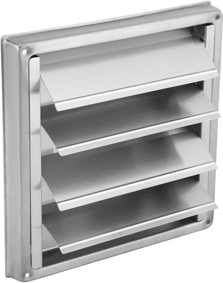 Ventilatierooster Kanaalrooster Wandafzuigkap Roestvrijstaal Afzuiging Verbeteren Zwaartekrachtkleppen 100 mm Zilverkleurig