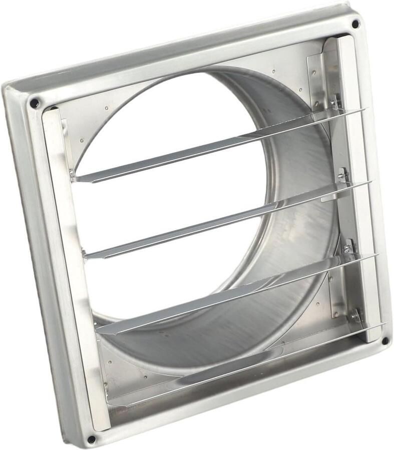 Ventilatierooster met terugslagklep Afzuigkap rooster Tocht weren Weerbestendig roestvrij staal 150 mm Zilver