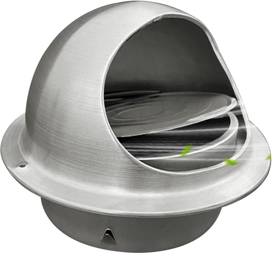Ventilatierooster Rond Afzuigkap Buiten Verse Lucht Met Terugslagklep 160mm Diameter Zilver