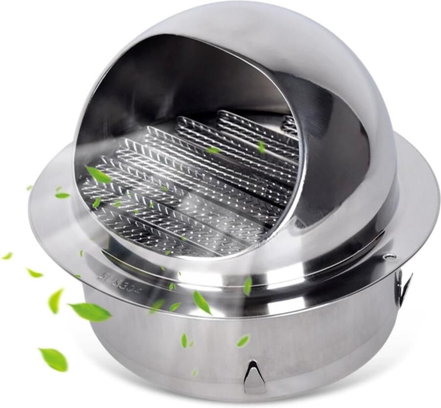 Ventilatierooster Rond Afzuigkap Rooster Buiten Luchten Inclusief Insectennet 100 mm Zilverkleurig