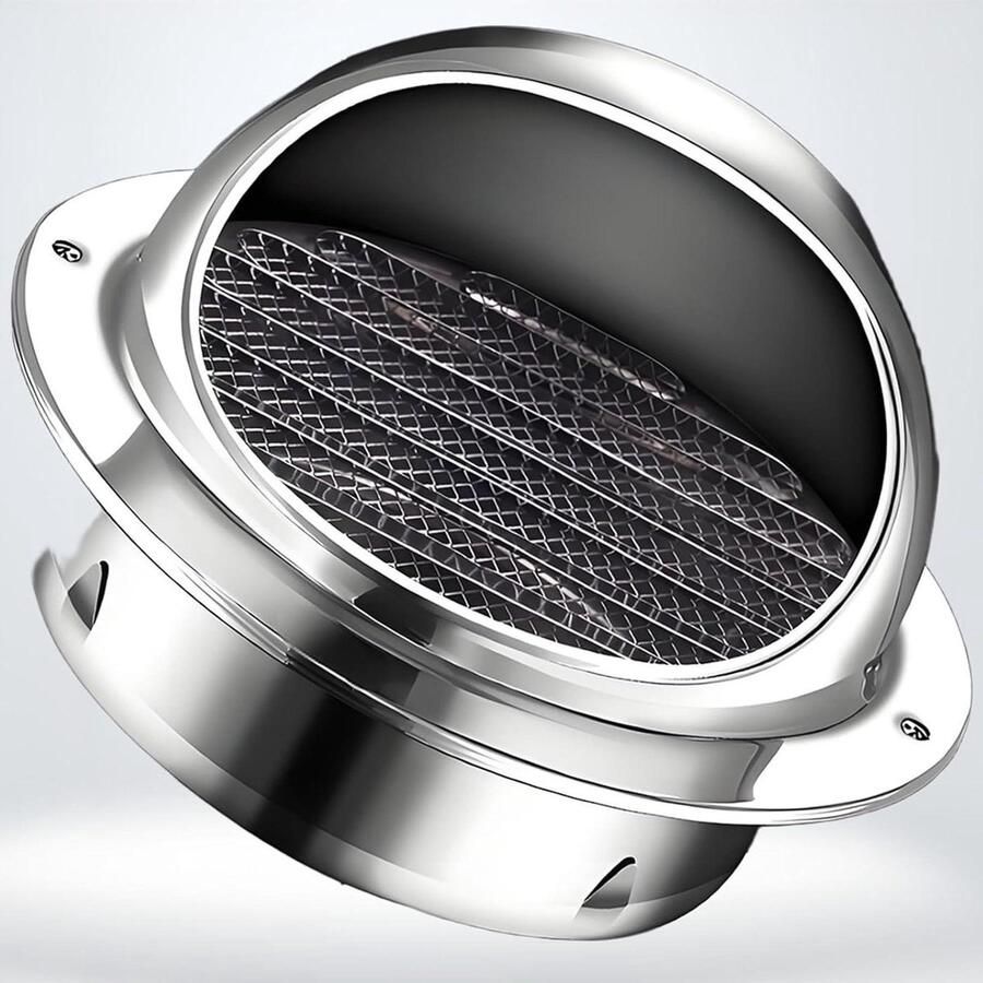 Ventilatierooster Rond Afzuigkap Rooster Ventilatie Binnen Roestvrij Staal 80 mm Zilver