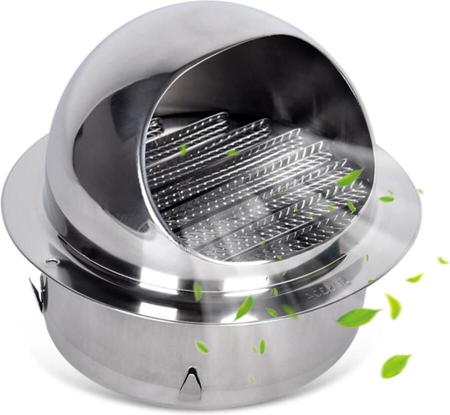 Ventilatierooster Rond Afzuigkap Roostering Buiten Ventilatie Regenbestendig Insectennet 100 mm Zilver