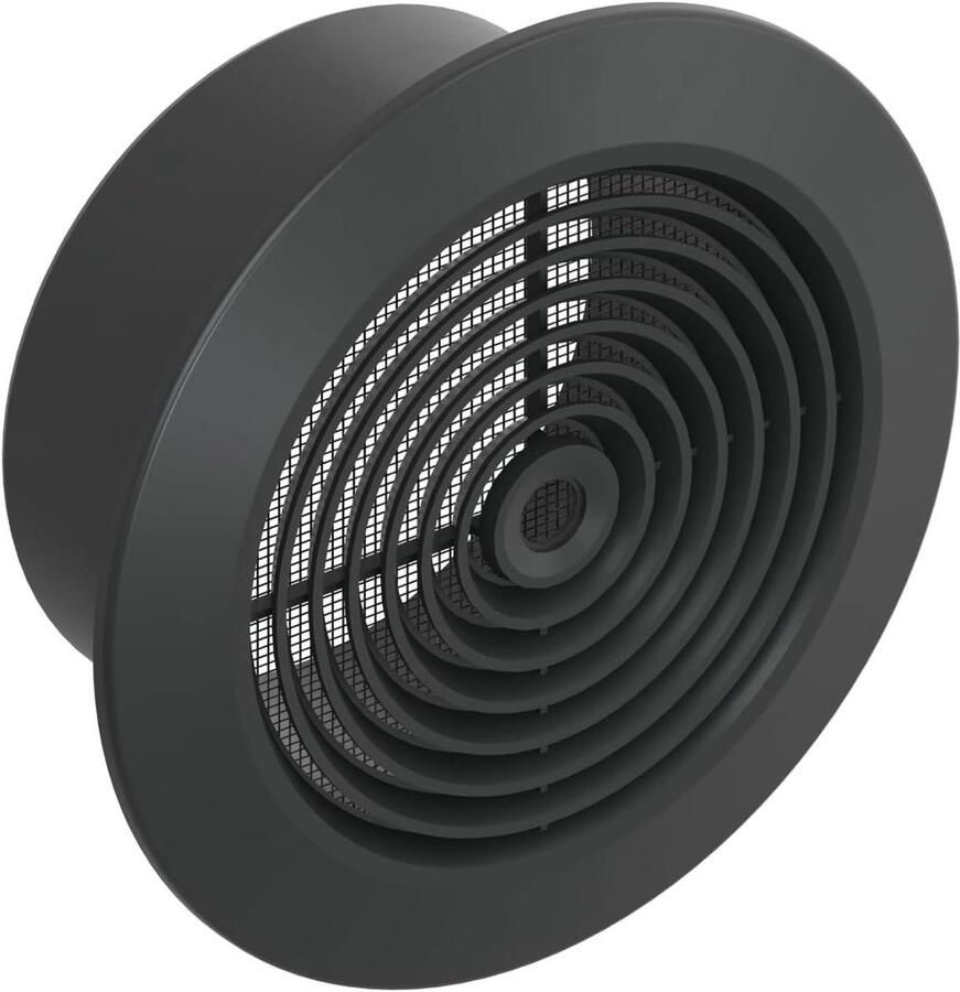 Ventilatierooster Rond Afzuigkap Ventiel Luchtcirculatie Binnen Afneembaar Nylon Gaas 5 Inch Diameter Zwart