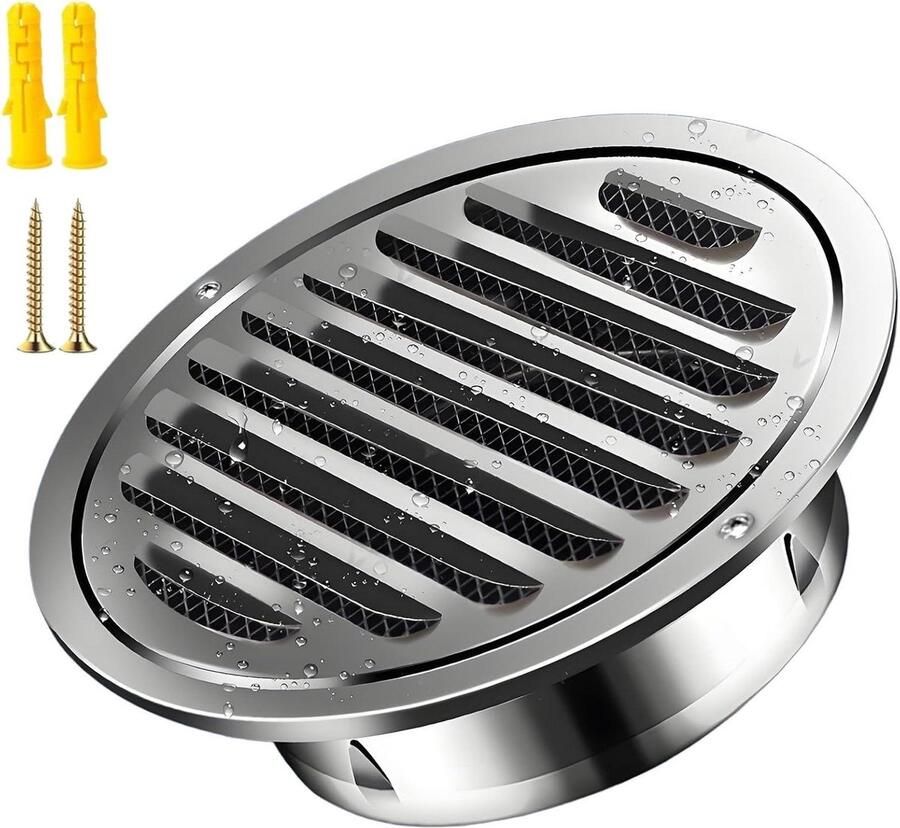 Ventilatierooster Rond Afzuigkap Ventilatie Luchtcirculatie Verbeteren Geïntegreerd Gaas 50-300 mm Zilver