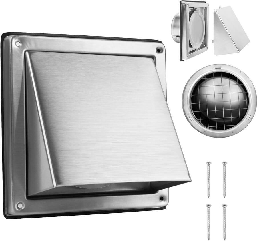 Ventilatierooster RVS 125 mm Weerbestendig Afzuigkap Lamellengrooster