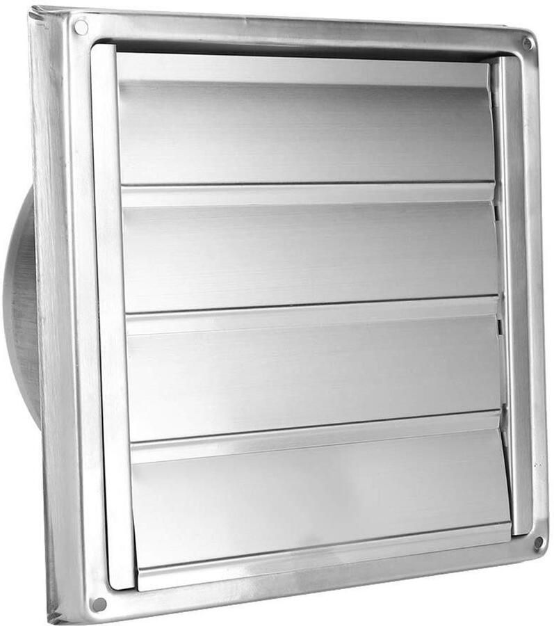 Ventilatierooster RVS Afzuigkap rooster Luchtstroom verbeteren Actieve lamellen weren insecten 14.5 cm opening Zilverkleurig