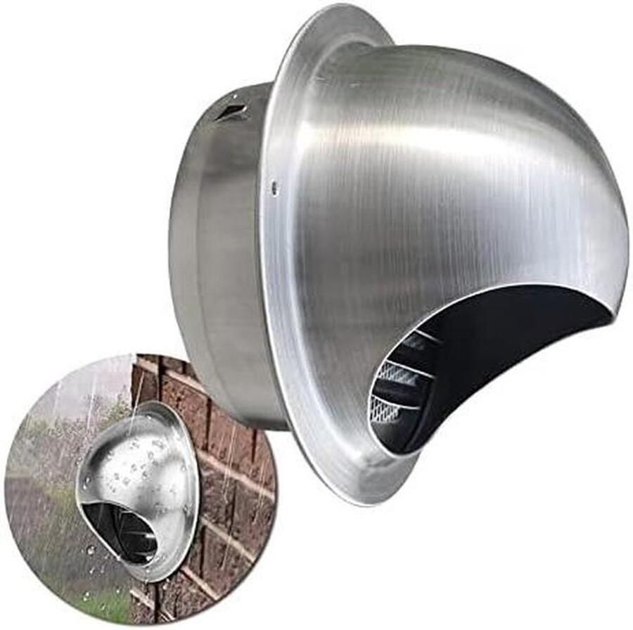 Ventilatierooster RVS Afzuigkap rooster Ventilatie verbeteren Met gaasfilter maten Zilver