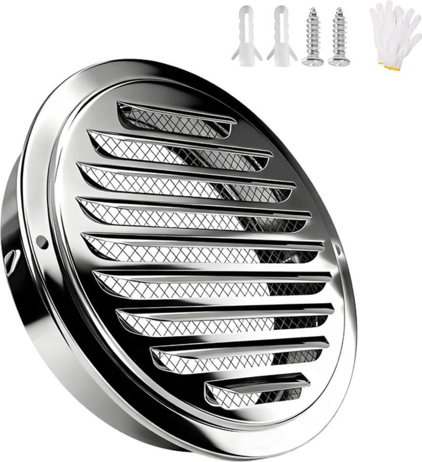 Ventilatierooster RVS Afzuigkap Ventilatiekap Luchtstroom Verbeteren Plat Inbouwontwerp 160mm Zilver