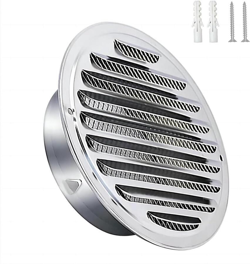 Ventilatierooster Ventilatiedeksel Afzuigkap Binnenventilatie Verbeteren Insectenwerend Rooster 160 mm Zilver