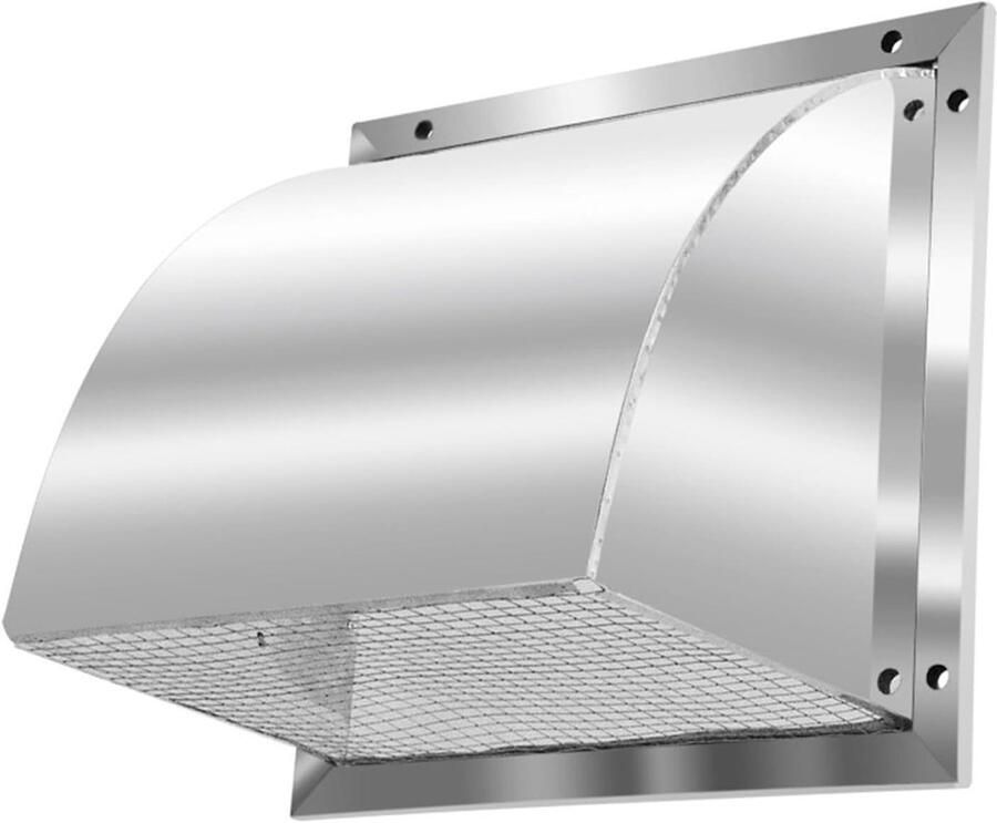 Ventilatierooster Vierkant Afzuigkap Roestvrij Buiten Lucht Afvoeren Ingebouwd Beschermnet 400x300mm Zilver