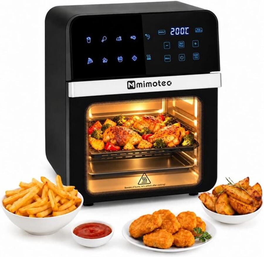 Vera Touch Luchtfriteuse 10 l olievrij 1800 W 10 digitale programma's touchscreen grillfunctie instelbare timer 2 standen temperatuur 80-200 °C gezond koken