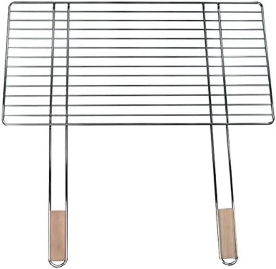 Verchroomd Grillrooster met Houten Handvatten 68x40 cm