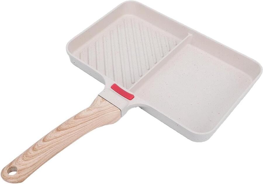 Verdeelde Bakplaat Grillpan 2 Secties Ontbijt Maken Antiaanbaklaag 570 gram Zwart