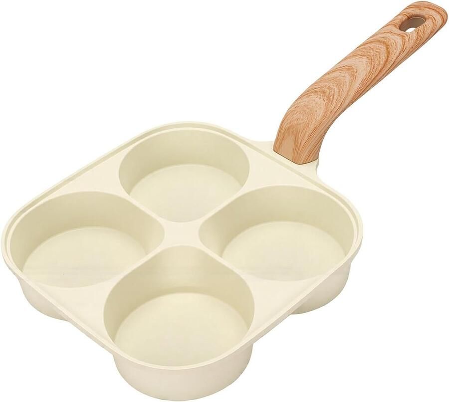Verdeelde Ei Koekenpan Ontbijtpan 4 Kops Ontbijt Bereiden Anti-aanbaklaag 36x19.5cm Zwart