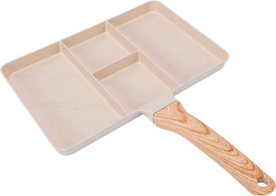 Verdeelde Grillpan Ontbijtpan Anti-aanbak Eieren Bakken 4 Delen Maifan-steen 27x37cm