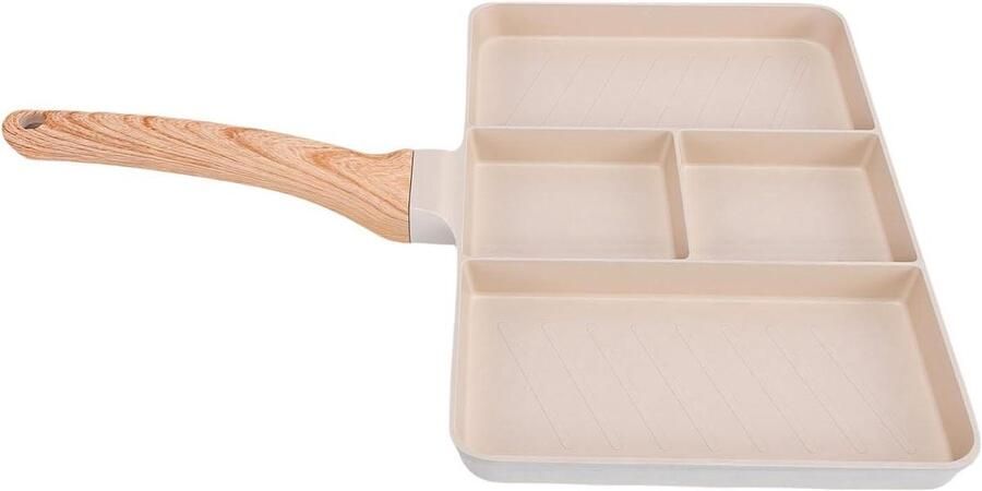 Verdeelde Grillpan Ontbijtpan Koken Anti-aanbaklaag 27x37cm Zwart