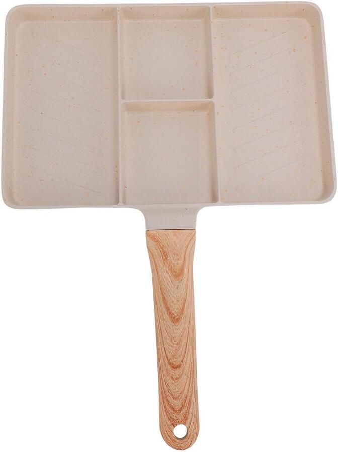 Verdeelde Grillpan Ontbijtpan Maaltijden Bereiden Anti-aanbaklaag 27x37cm Zwart